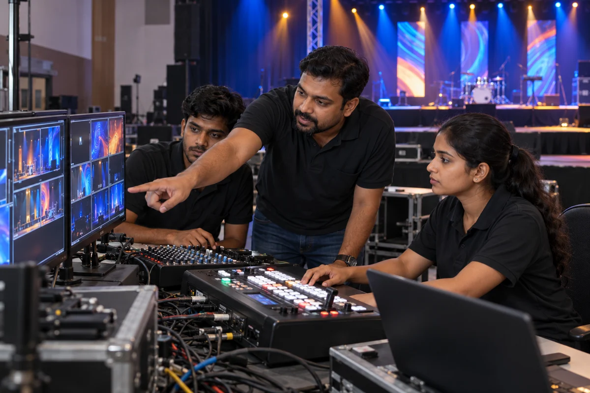 Event Technical Production & AV Management Course — AI-generated training illustration