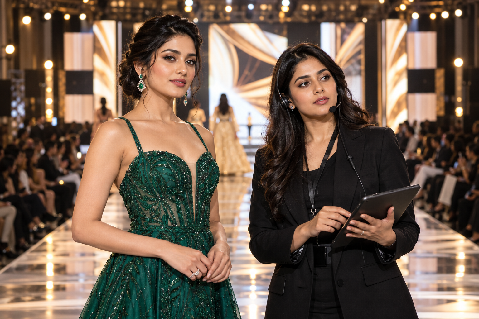 Illustrative fashion model and event producer at a runway event