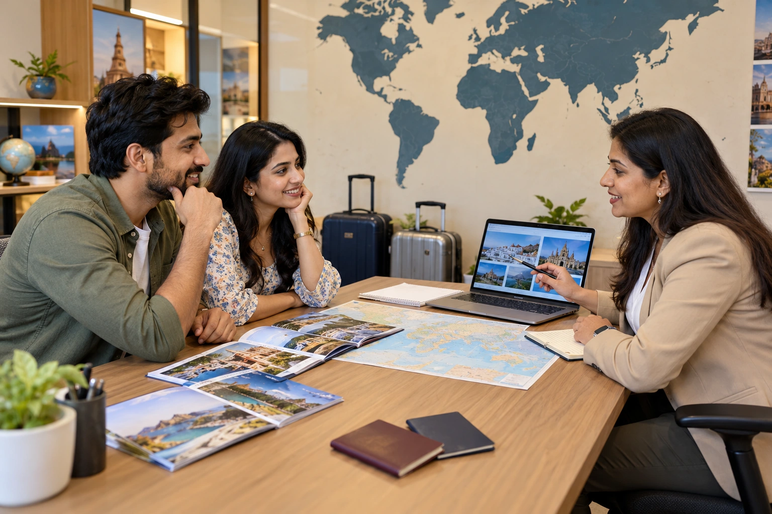 AI-generated illustrative international aviation and travel professionals